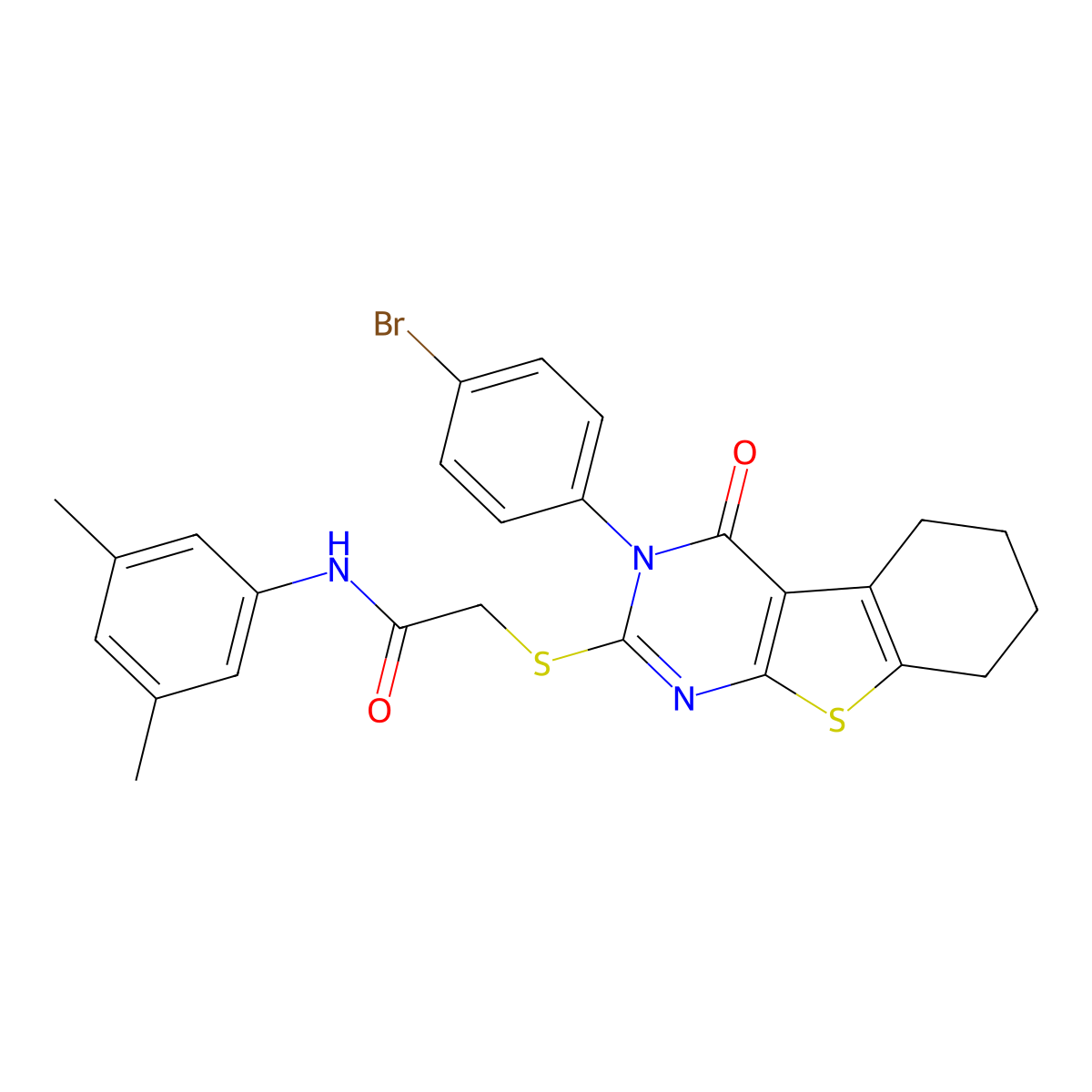 2-((3-(4-Bromophenyl)-4-oxo-3,4,5,6,7,8-hexahydro(1)benzothieno(2,3-D)pyrimidin-2-YL)sulfanyl)-N-(3,5-dimethylphenyl)acetamide molecular structure, CAS 476484-18-1