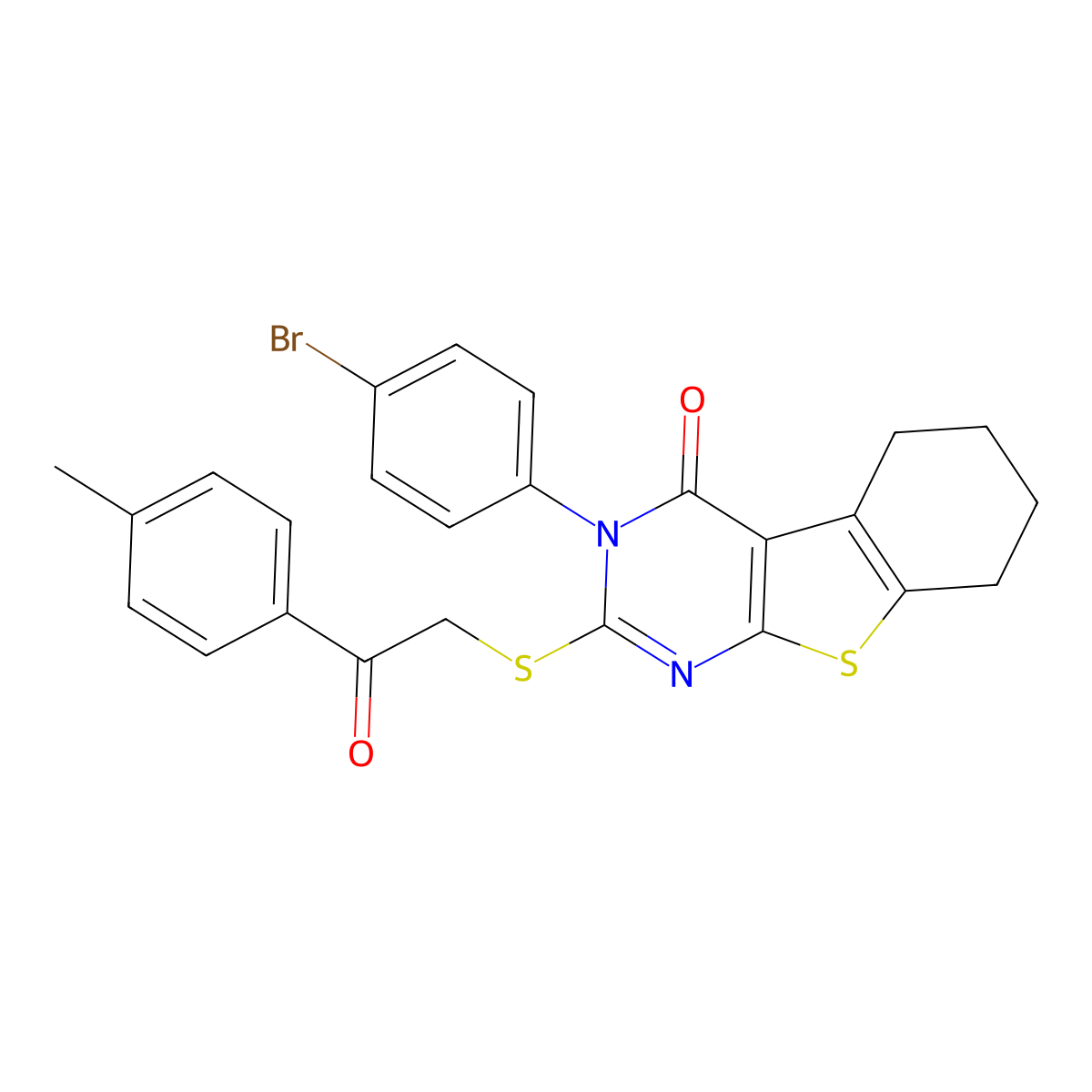 3-(4-Bromophenyl)-2-{[2-(4-methylphenyl)-2-oxoethyl]sulfanyl}-5,6,7,8-tetrahydro[1]benzothieno[2,3-D]pyrimidin-4(3H)-one molecular structure, CAS 476484-19-2