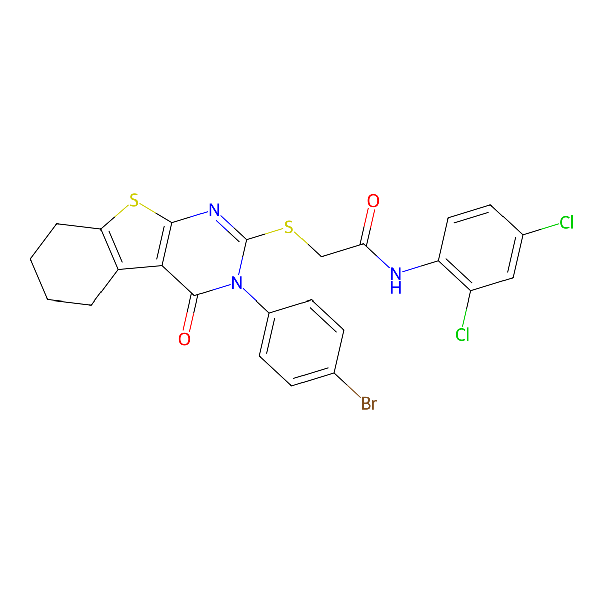 2-{[3-(4-Bromophenyl)-4-oxo-3,4,5,6,7,8-hexahydro[1]benzothieno[2,3-D]pyrimidin-2-YL]sulfanyl}-N-(2,4-dichlorophenyl)acetamide molecular structure, CAS 476484-23-8