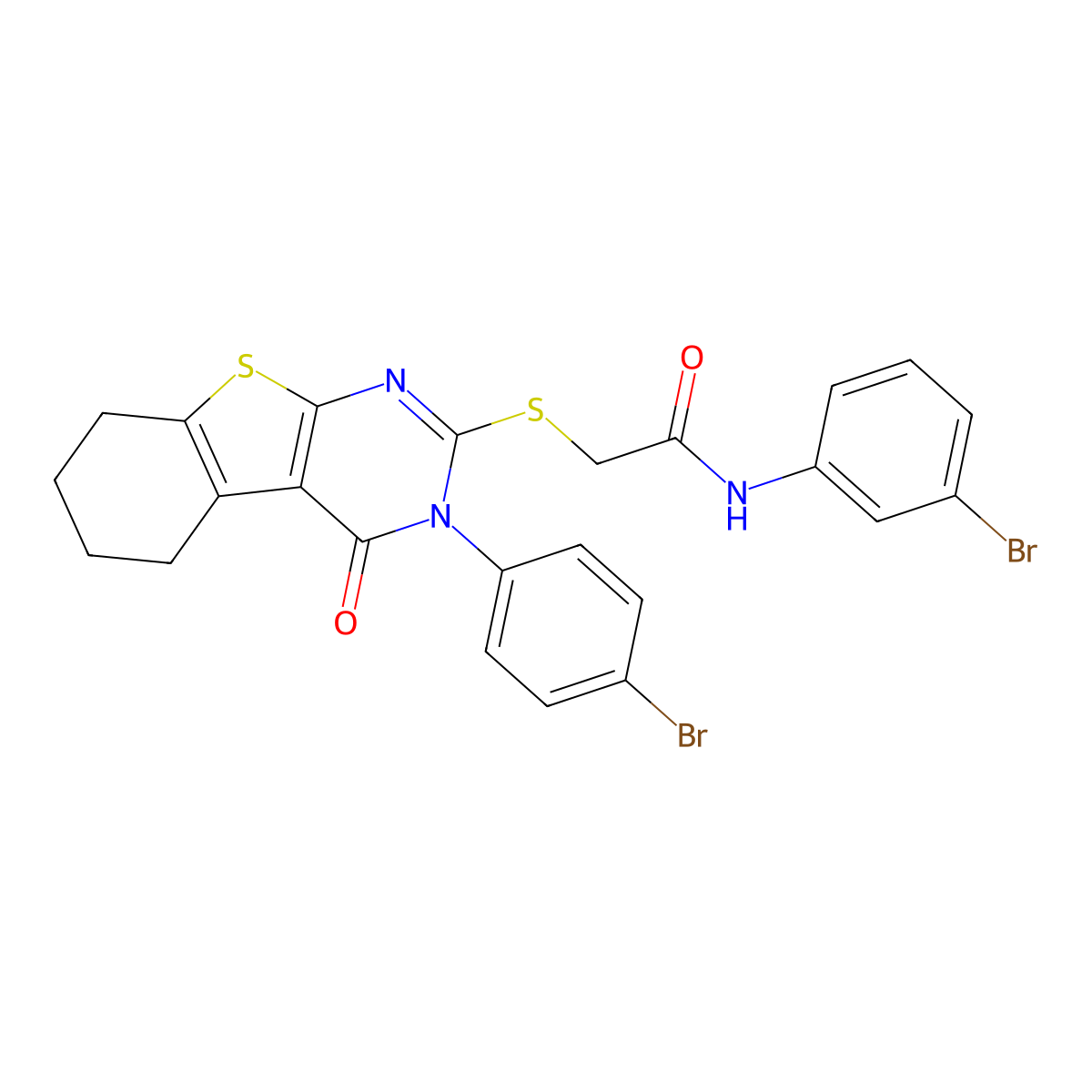 N-(3-Bromophenyl)-2-((3-(4-bromophenyl)-4-oxo-3,4,5,6,7,8-hexahydro(1)benzothieno(2,3-D)pyrimidin-2-YL)sulfanyl)acetamide molecular structure, CAS 476484-26-1