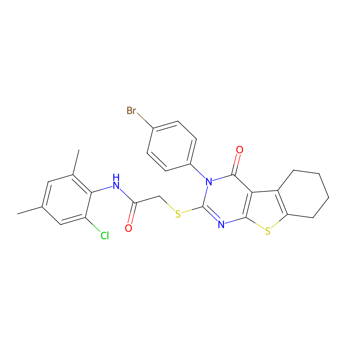 2-{[3-(4-Bromophenyl)-4-oxo-3,4,5,6,7,8-hexahydro[1]benzothieno[2,3-D]PY rimidin-2-YL]sulfanyl}-N-(2-chloro-4,6-dimethylphenyl)acetamide molecular structure, CAS 476484-28-3