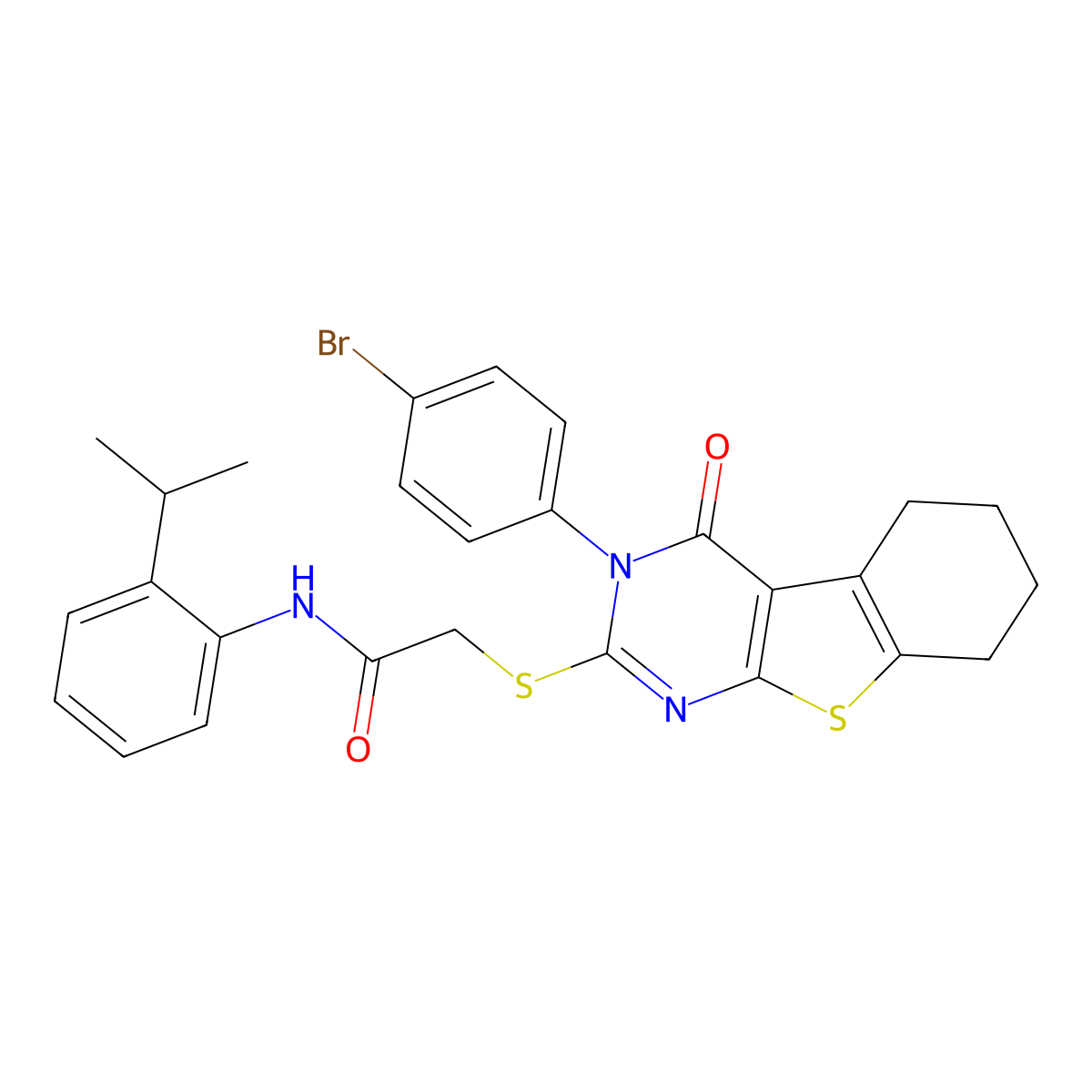 2-{[3-(4-Bromophenyl)-4-oxo-3,4,5,6,7,8-hexahydro[1]benzothieno[2,3-D]pyrimidin-2-YL]sulfanyl}-N-(2-isopropylphenyl)acetamide molecular structure, CAS 476484-29-4