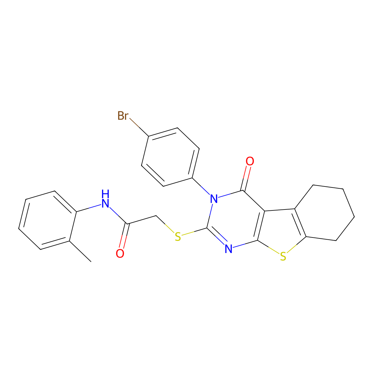 2-((3-(4-Bromophenyl)-4-oxo-3,4,5,6,7,8-hexahydro(1)benzothieno(2,3-D)pyrimidin-2-YL)sulfanyl)-N-(2-methylphenyl)acetamide molecular structure, CAS 476484-30-7