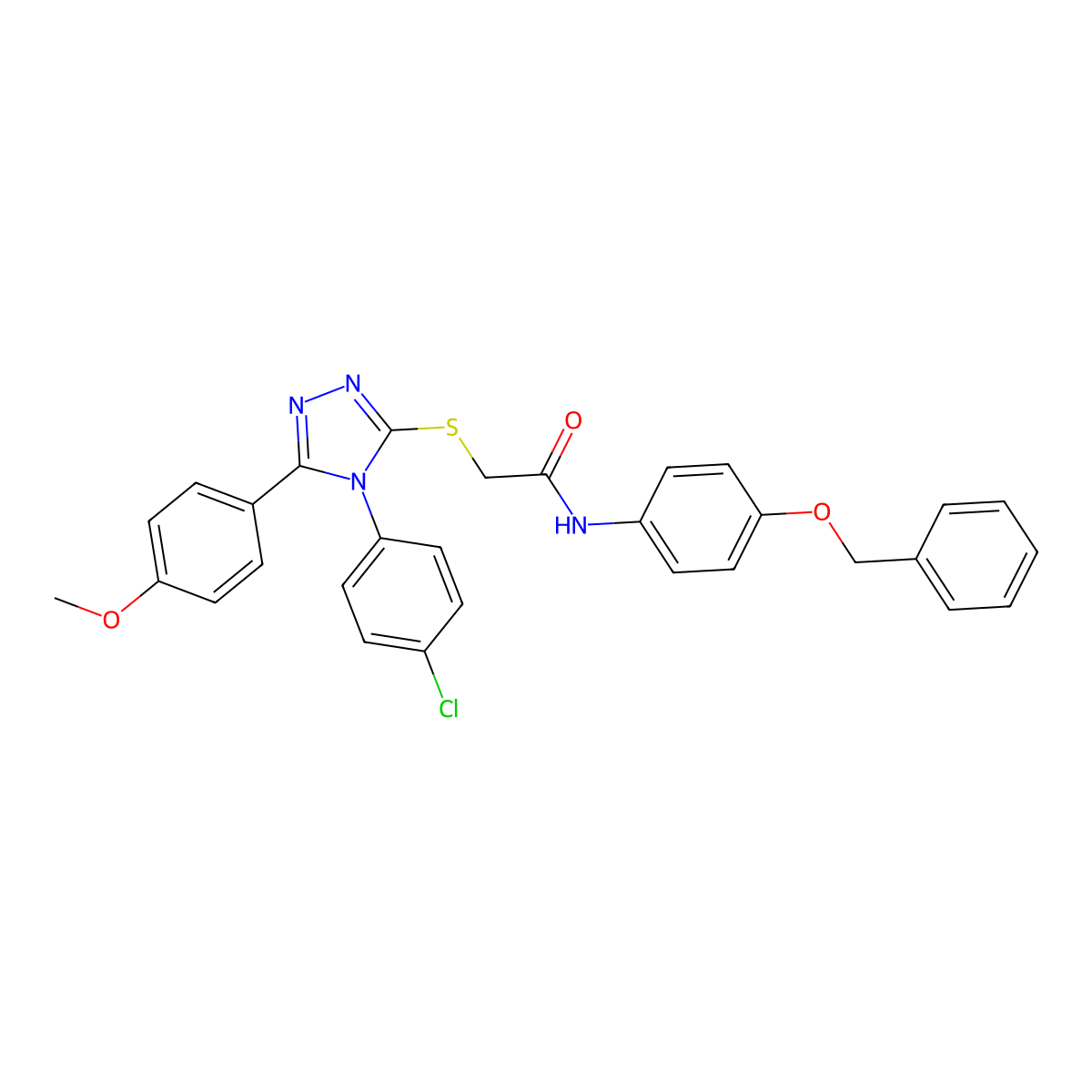 N-[4-(Benzyloxy)phenyl]-2-{[4-(4-chlorophenyl)-5-(4-methoxyphenyl)-4H-1,2,4-triazol-3-YL]sulfanyl}acetamide molecular structure, CAS 476484-33-0