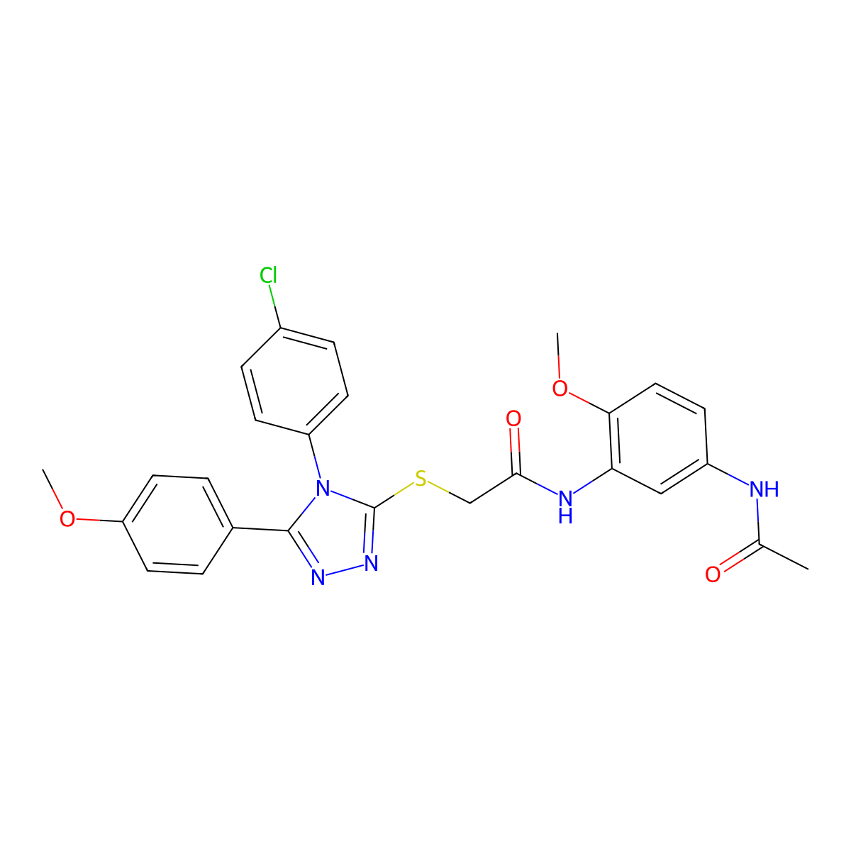 N-[5-(Acetylamino)-2-methoxyphenyl]-2-{[4-(4-chlorophenyl)-5-(4-methoxyphenyl)-4H-1,2,4-triazol-3-YL]sulfanyl}acetamide molecular structure, CAS 476484-35-2