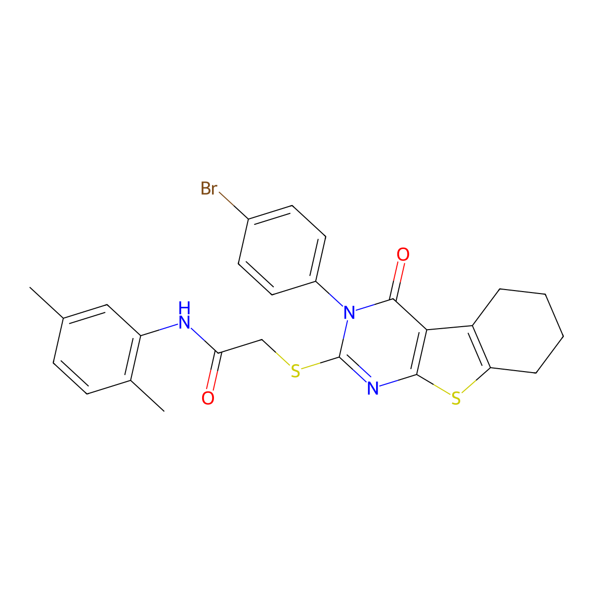 2-((3-(4-Bromophenyl)-4-oxo-3,4,5,6,7,8-hexahydro(1)benzothieno(2,3-D)pyrimidin-2-YL)sulfanyl)-N-(2,5-dimethylphenyl)acetamide molecular structure, CAS 476484-36-3