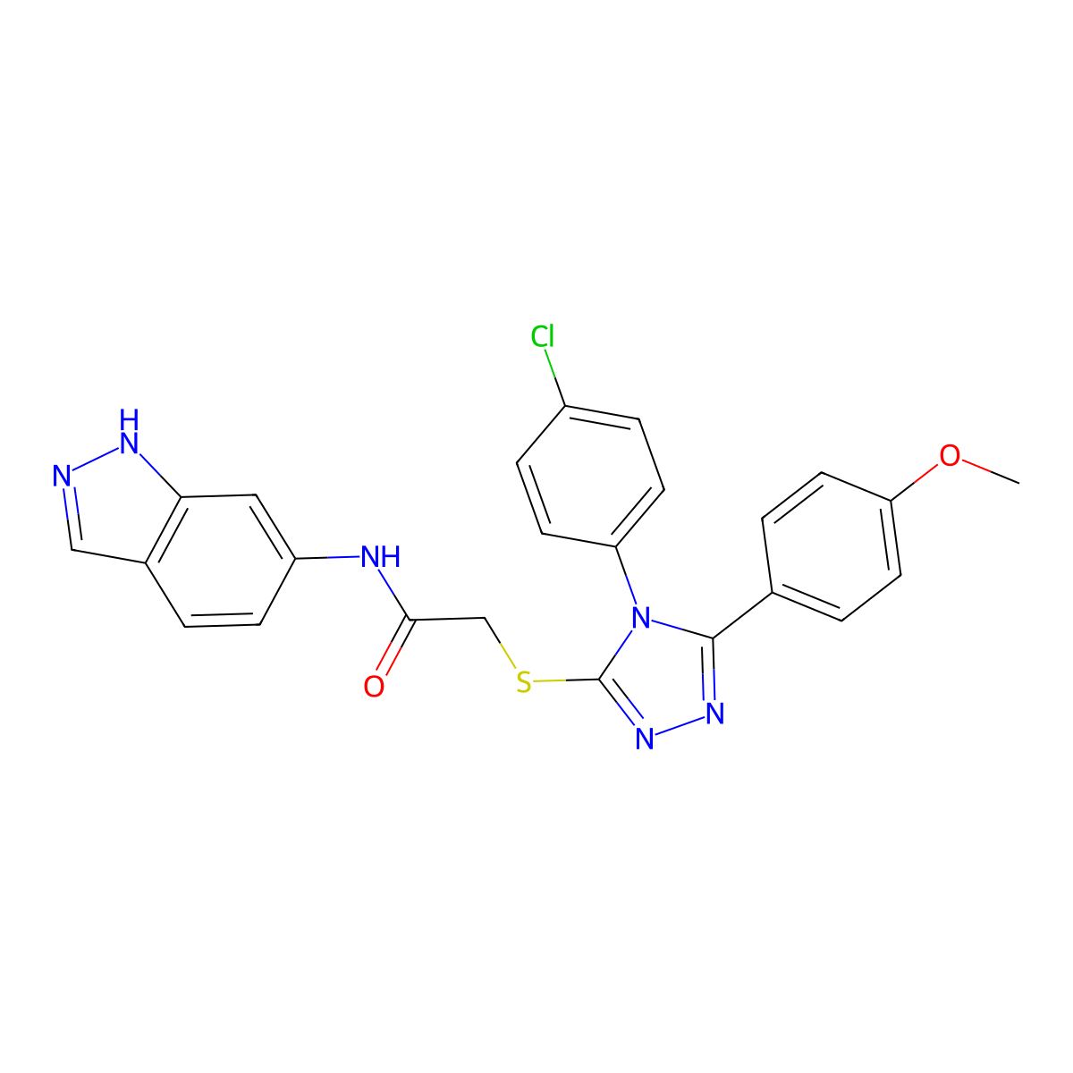 2-{[4-(4-Chlorophenyl)-5-(4-methoxyphenyl)-4H-1,2,4-triazol-3-YL]sulfanyl}-N-(1H-indazol-6-YL)acetamide molecular structure, CAS 476484-37-4