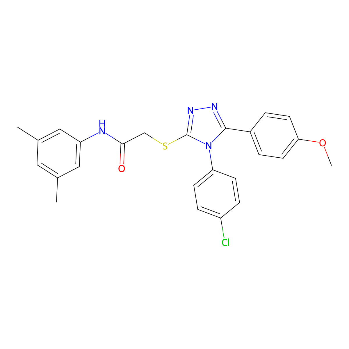 2-((4-(4-Chlorophenyl)-5-(4-methoxyphenyl)-4H-1,2,4-triazol-3-YL)sulfanyl)-N-(3,5-dimethylphenyl)acetamide molecular structure, CAS 476484-38-5