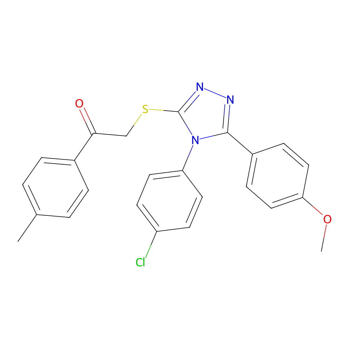 2-((4-(4-Chlorophenyl)-5-(4-methoxyphenyl)-4H-1,2,4-triazol-3-YL)sulfanyl)-1-(4-methylphenyl)ethanone molecular structure, CAS 476484-39-6