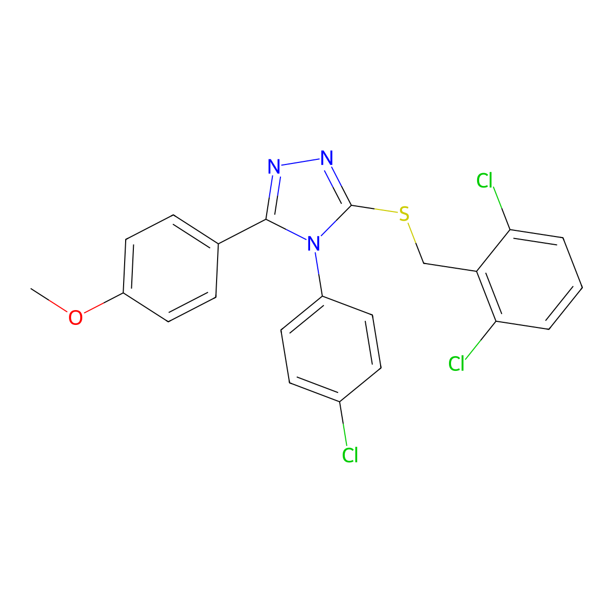 4-(4-CL-PH)-3-((2,6-Dichlorobenzyl)thio)-5-(4-methoxyphenyl)-4H-1,2,4-triazole molecular structure, CAS 476484-40-9