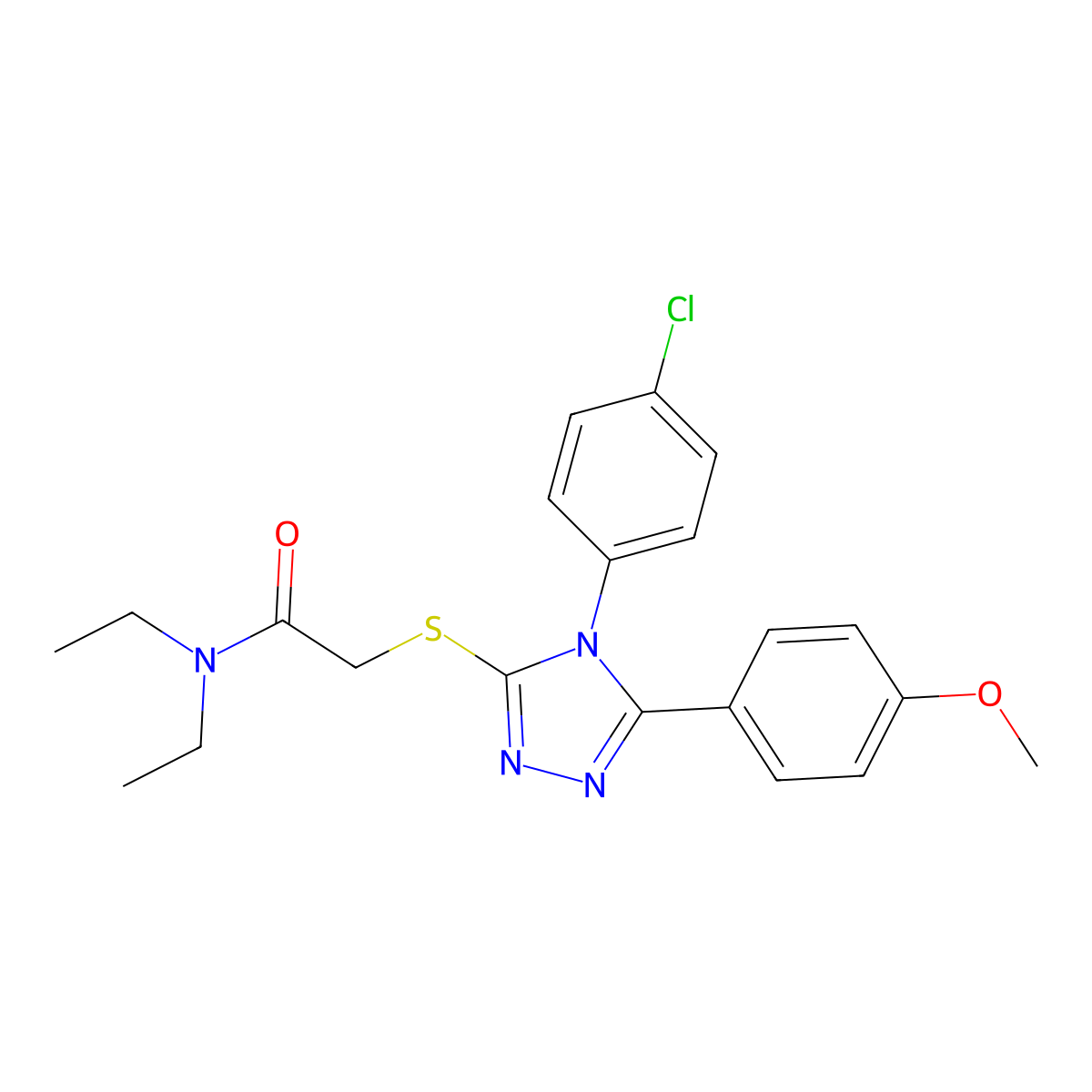 2-((4-(4-CL-PH)-5-(4-Meo-PH)-4H-1,2,4-triazol-3-YL)thio)-N,N-diethylacetamide molecular structure, CAS 476484-41-0