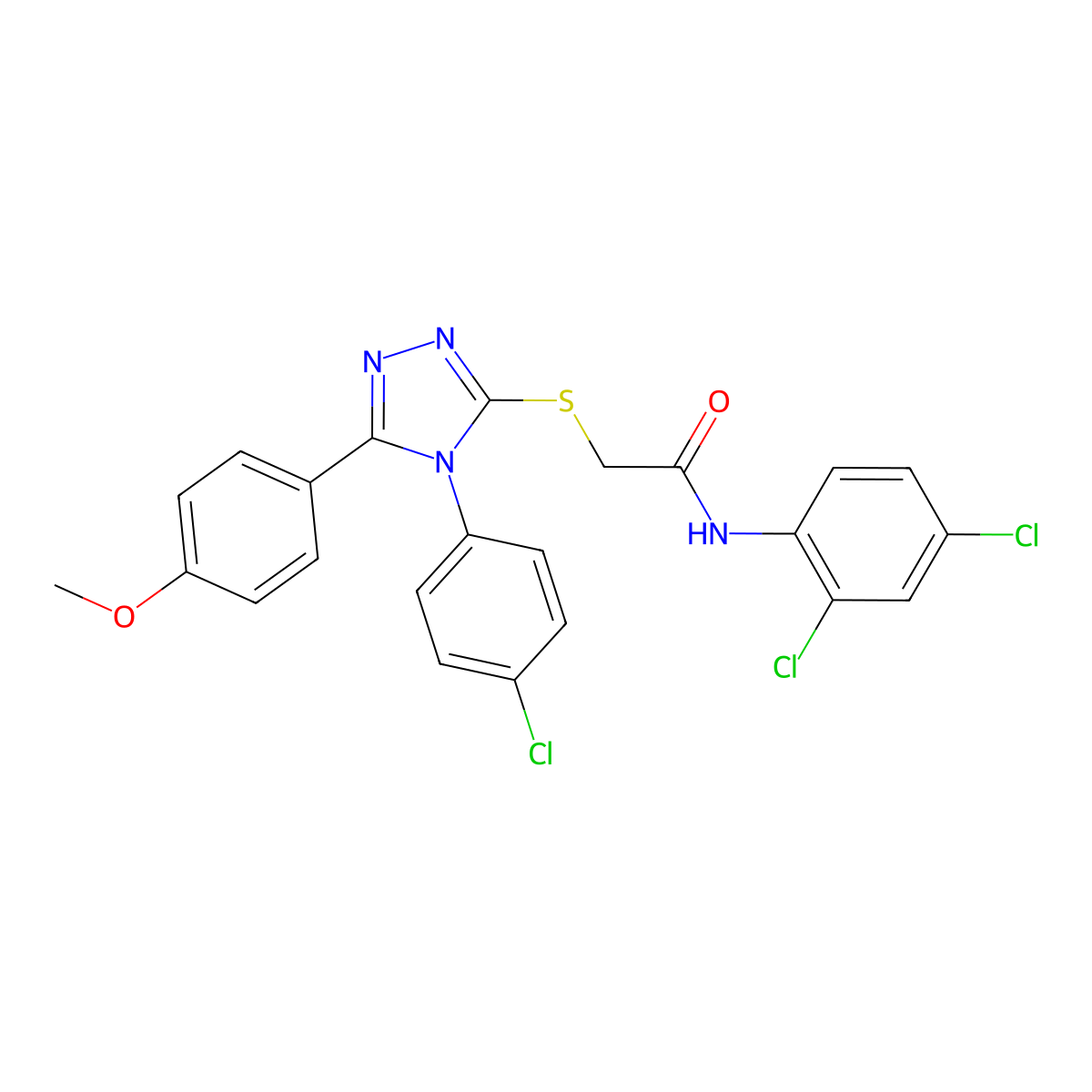 2-((4-(4-Chlorophenyl)-5-(4-methoxyphenyl)-4H-1,2,4-triazol-3-YL)sulfanyl)-N-(2,4-dichlorophenyl)acetamide molecular structure, CAS 476484-43-2