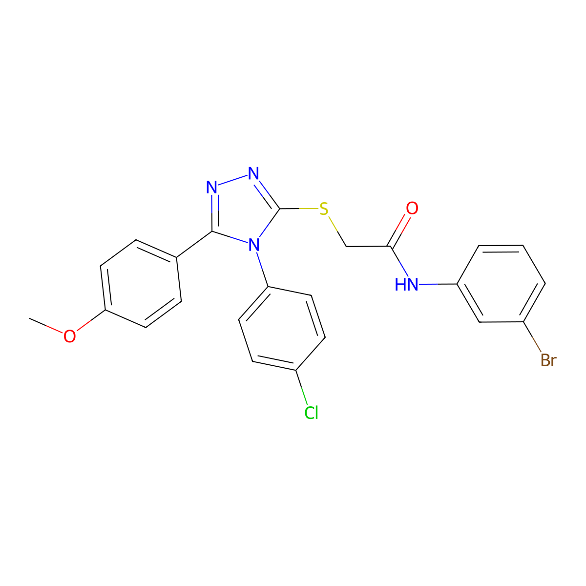N-(3-Bromophenyl)-2-((4-(4-chlorophenyl)-5-(4-methoxyphenyl)-4H-1,2,4-triazol-3-YL)sulfanyl)acetamide molecular structure, CAS 476484-46-5