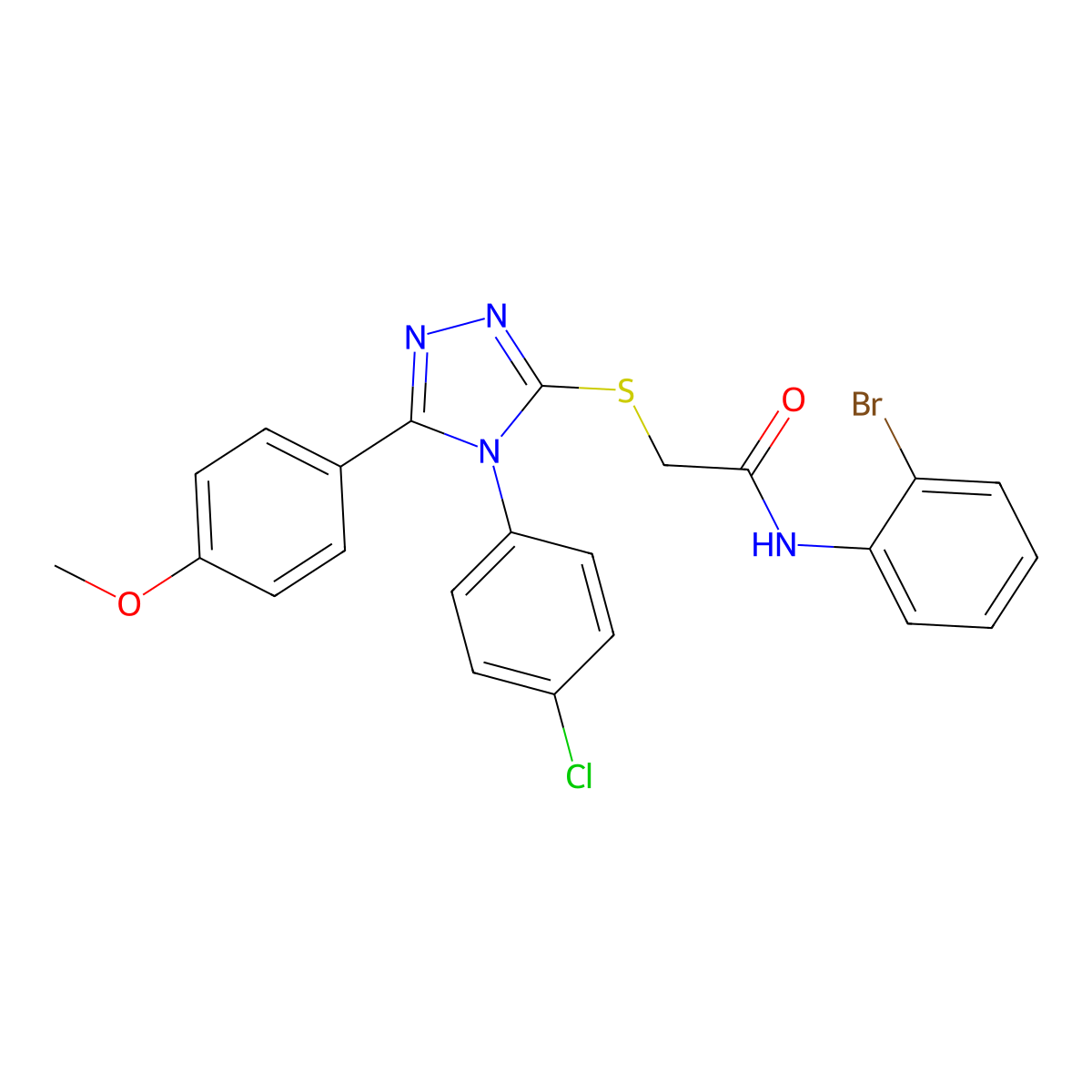 N-(2-Bromophenyl)-2-{[4-(4-chlorophenyl)-5-(4-methoxyphenyl)-4H-1,2,4-triazol-3-YL]sulfanyl}acetamide molecular structure, CAS 476484-48-7