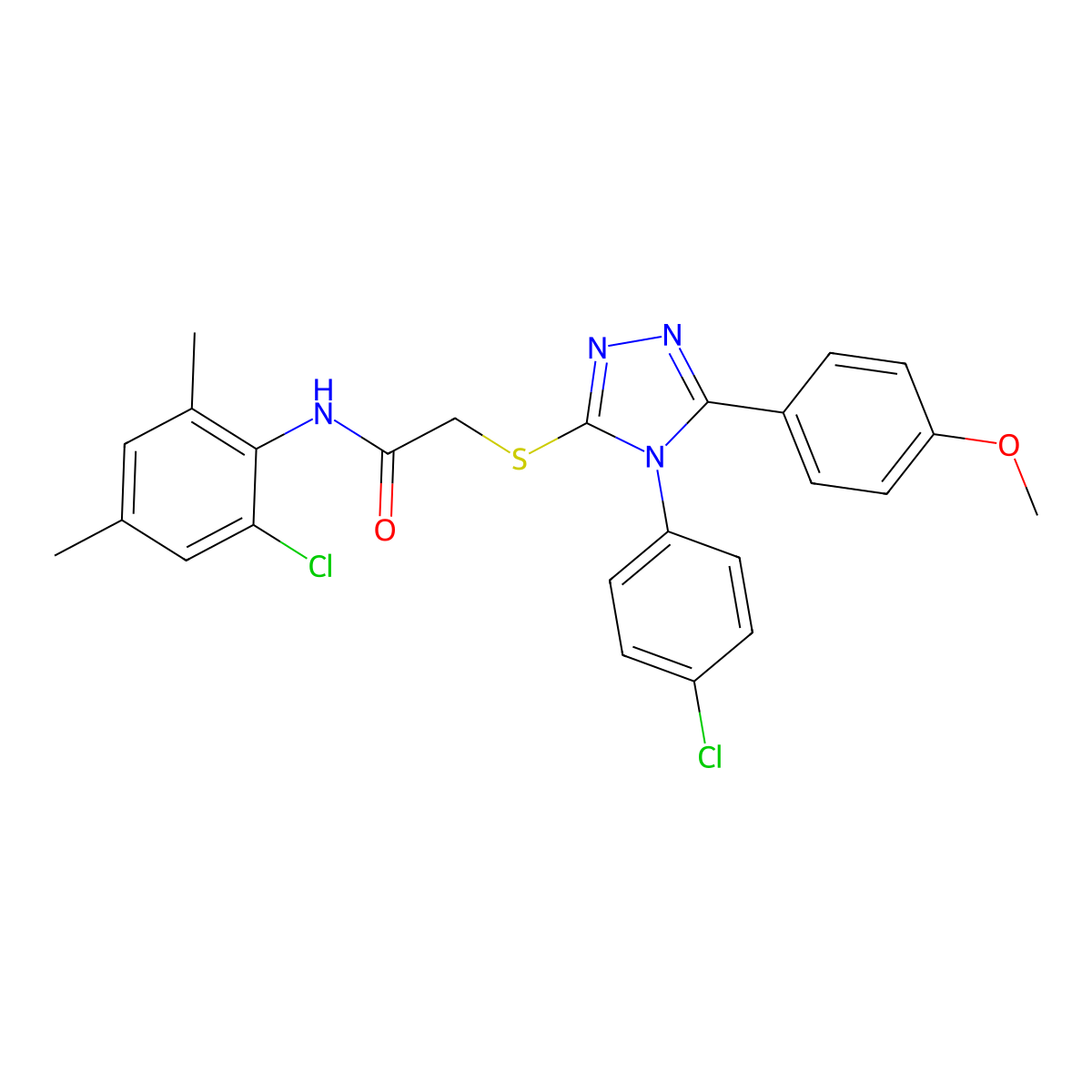 N-(2-Chloro-4,6-dimethylphenyl)-2-{[4-(4-chlorophenyl)-5-(4-methoxyphenyl)-4H-1,2,4-triazol-3-YL]sulfanyl}acetamide molecular structure, CAS 476484-49-8
