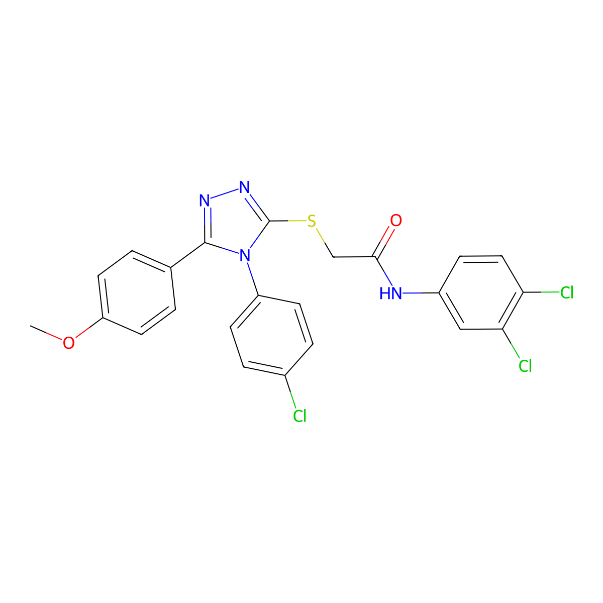 2-{[4-(4-Chlorophenyl)-5-(4-methoxyphenyl)-4H-1,2,4-triazol-3-YL]sulfanyl}-N-(3,4-dichlorophenyl)acetamide molecular structure, CAS 476484-55-6