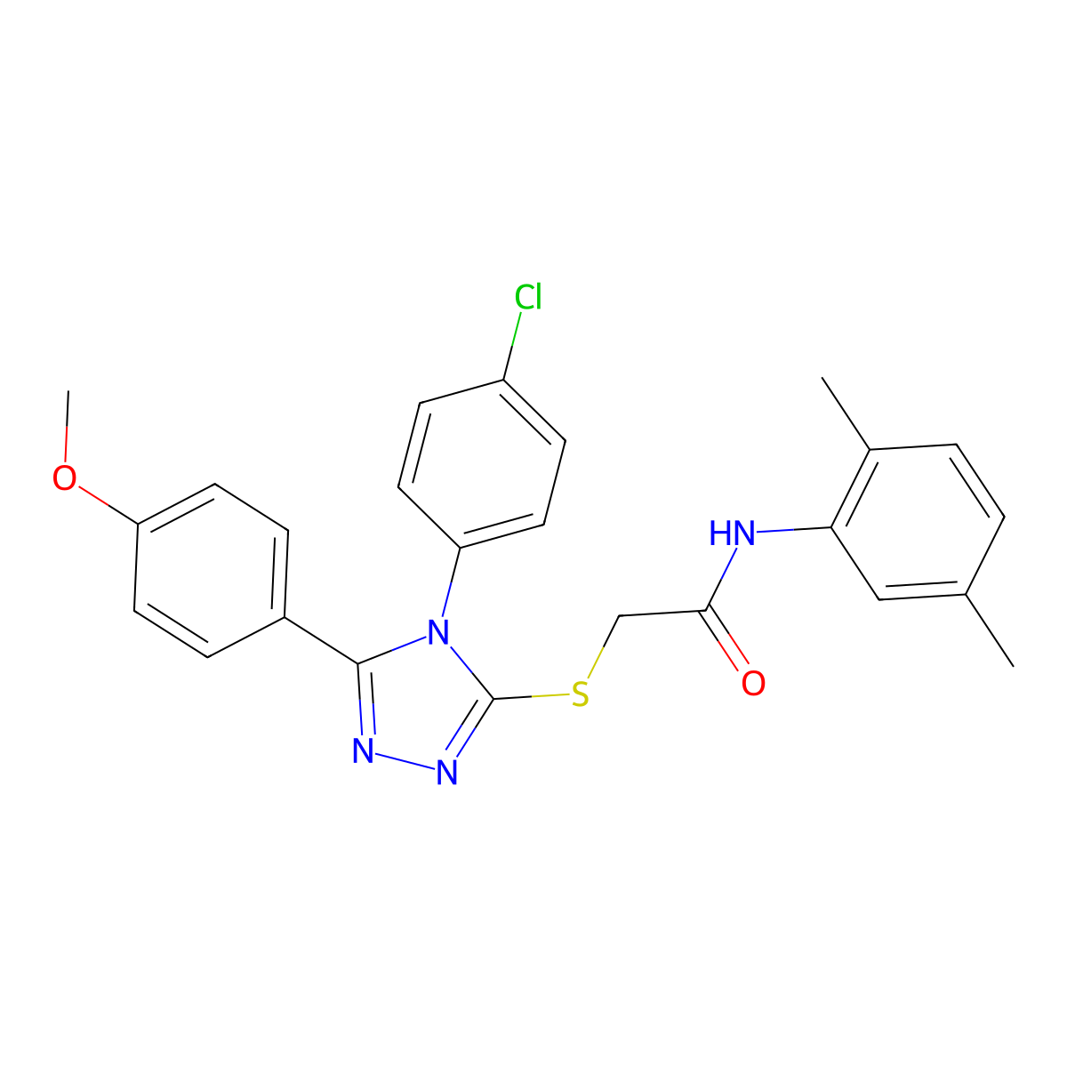 2-((4-(4-Chlorophenyl)-5-(4-methoxyphenyl)-4H-1,2,4-triazol-3-YL)sulfanyl)-N-(2,5-dimethylphenyl)acetamide molecular structure, CAS 476484-56-7