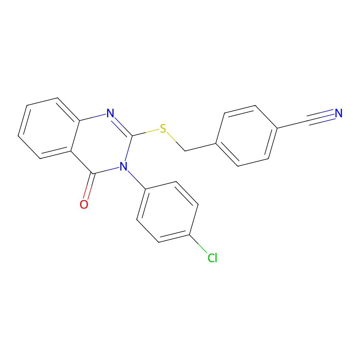 4-({[3-(4-Chlorophenyl)-4-oxo-3,4-dihydroquinazolin-2-yl]sulfanyl}methyl)benzonitrile molecular structure, CAS 476484-64-7