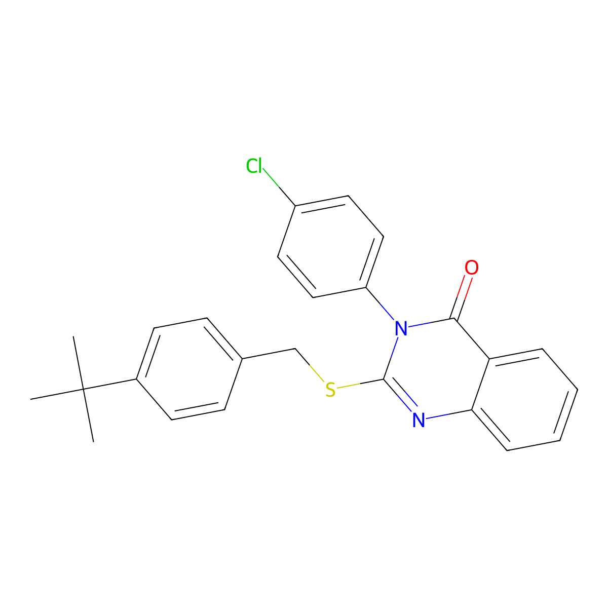 2-((4-(tert-Butyl)benzyl)thio)-3-(4-chlorophenyl)quinazolin-4(3H)-one molecular structure, CAS 476484-65-8