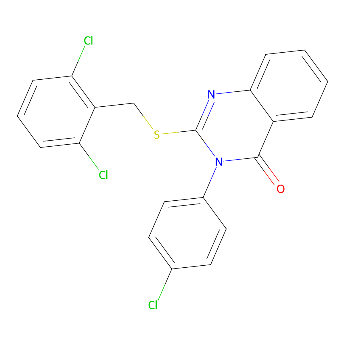 3-(4-Chlorophenyl)-2-(((2,6-dichlorophenyl)methyl)thio)-4(3H)-quinazolinone molecular structure, CAS 476484-66-9