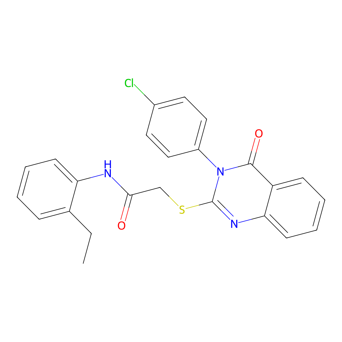 2-((3-(4-CL-PH)4-Oxo-3,4-dihydro-2-quinazolinyl)thio)-N-(2-ethylphenyl)acetamide molecular structure, CAS 476484-71-6