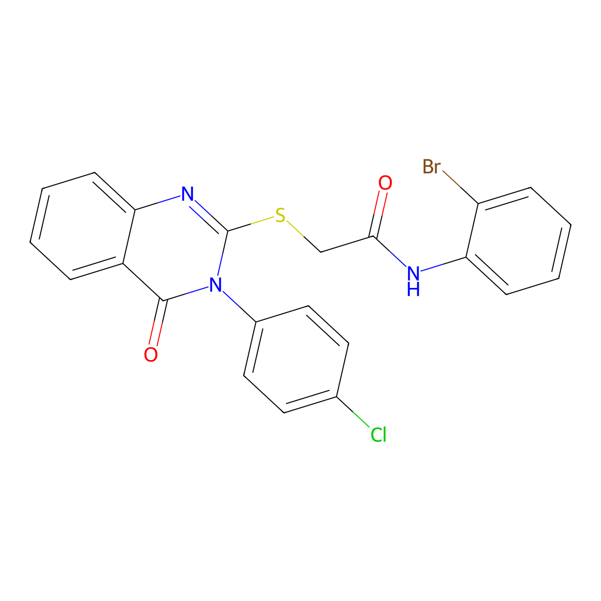 N-(2-BR-PH)-2-((3-(4-CL-Phenyl)-4-oxo-3,4-dihydro-2-quinazolinyl)thio)acetamide molecular structure, CAS 476484-75-0