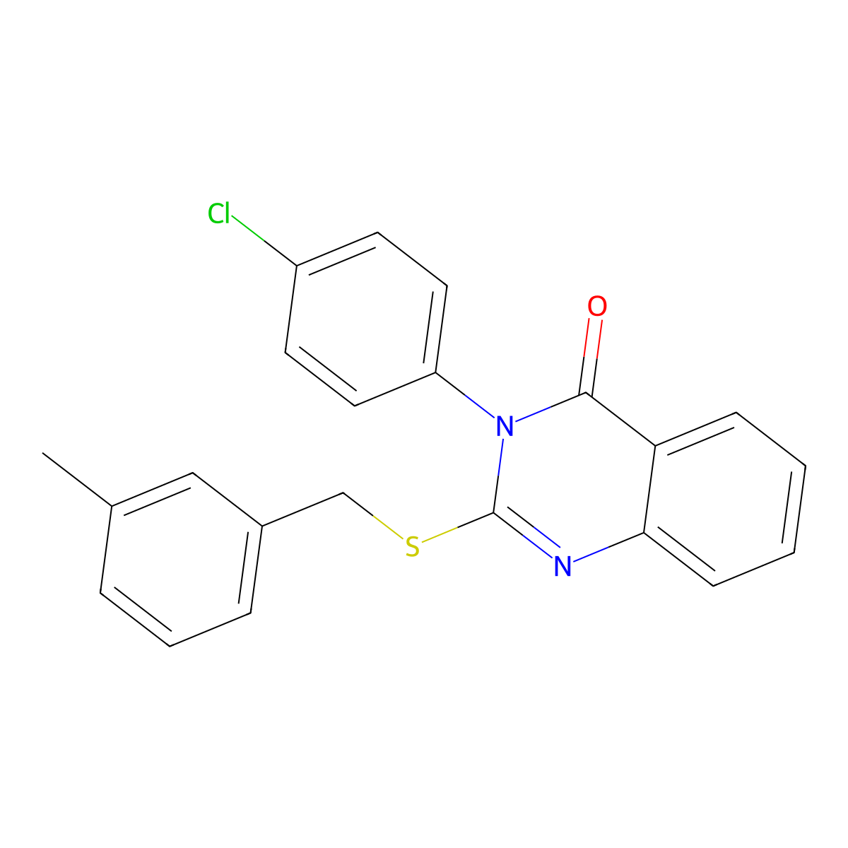 3-(4-Chlorophenyl)-2-((3-methylbenzyl)thio)-4(3H)-quinazolinone molecular structure, CAS 476484-77-2