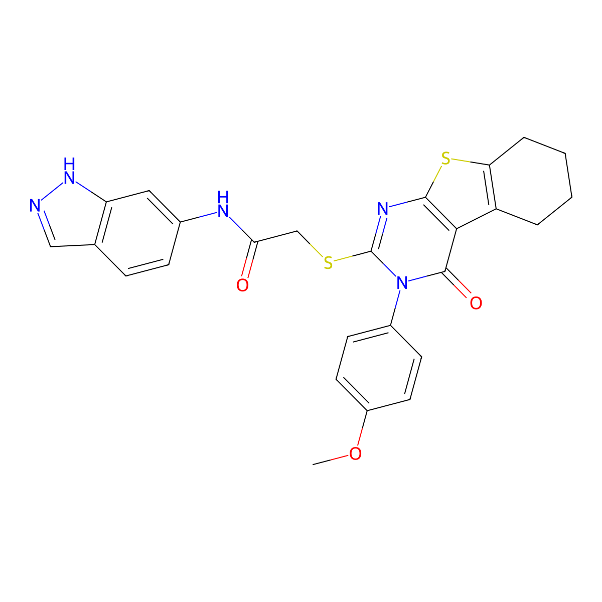 N-(1H-Indazol-6-YL)-2-((3-(4-methoxyphenyl)-4-oxo-3,4,5,6,7,8-hexahydro(1)benzothieno(2,3-D)pyrimidin-2-YL)sulfanyl)acetamide molecular structure, CAS 476484-85-2