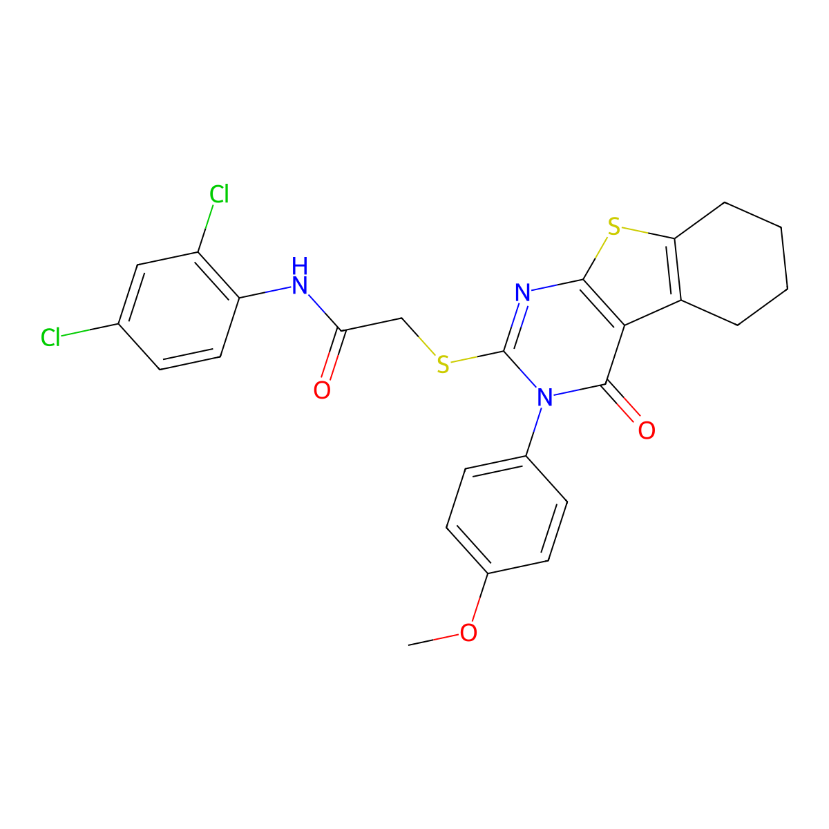 N-(2,4-Dichlorophenyl)-2-{[3-(4-methoxyphenyl)-4-oxo-3,4,5,6,7,8-hexahydro[1]benzothieno[2,3-D]pyrimidin-2-YL]sulfanyl}acetamide molecular structure, CAS 476484-97-6