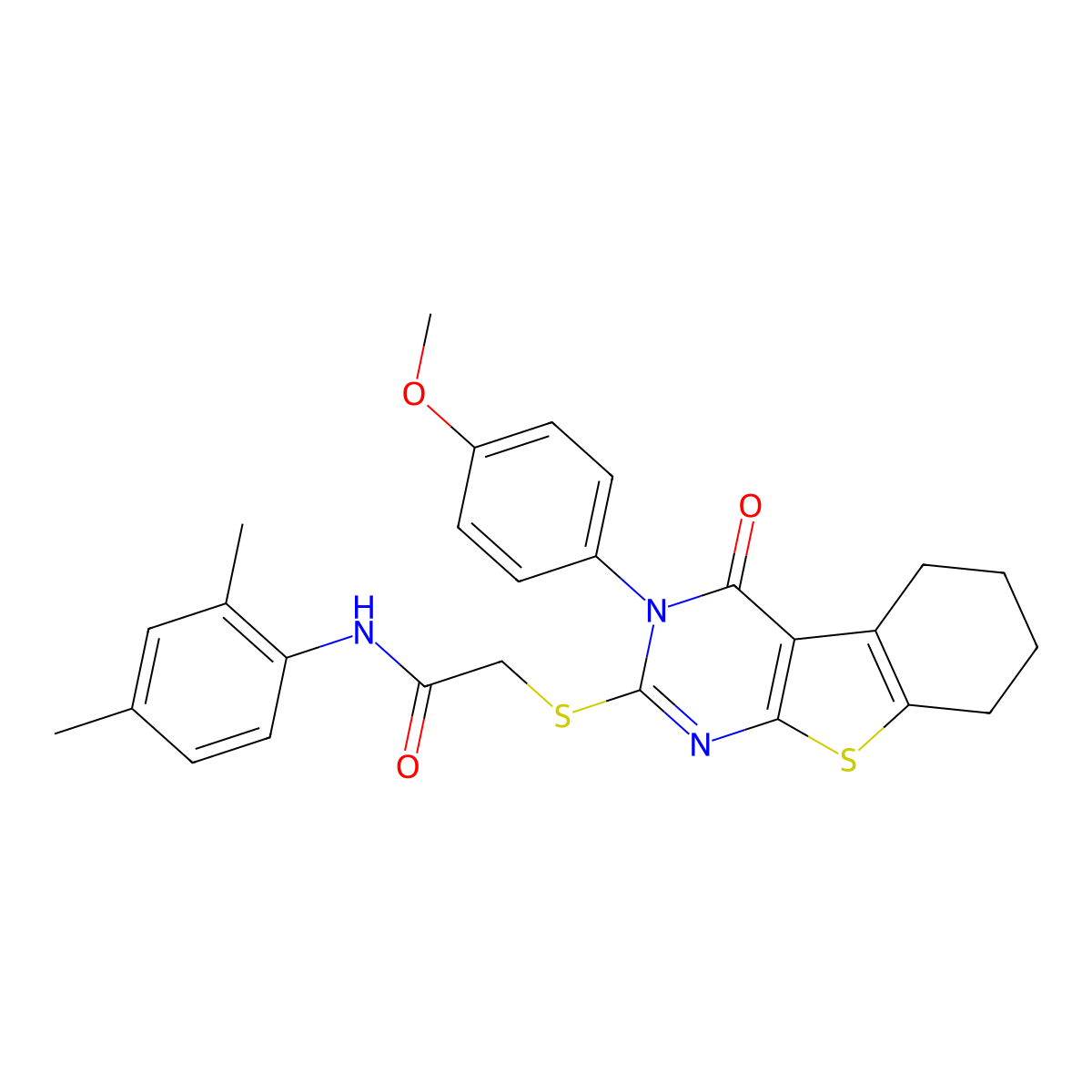 N-(2,4-Dimethylphenyl)-2-{[3-(4-methoxyphenyl)-4-oxo-3,4,5,6,7,8-hexahydro[1]benzothieno[2,3-D]pyrimidin-2-YL]sulfanyl}acetamide molecular structure, CAS 476485-68-4