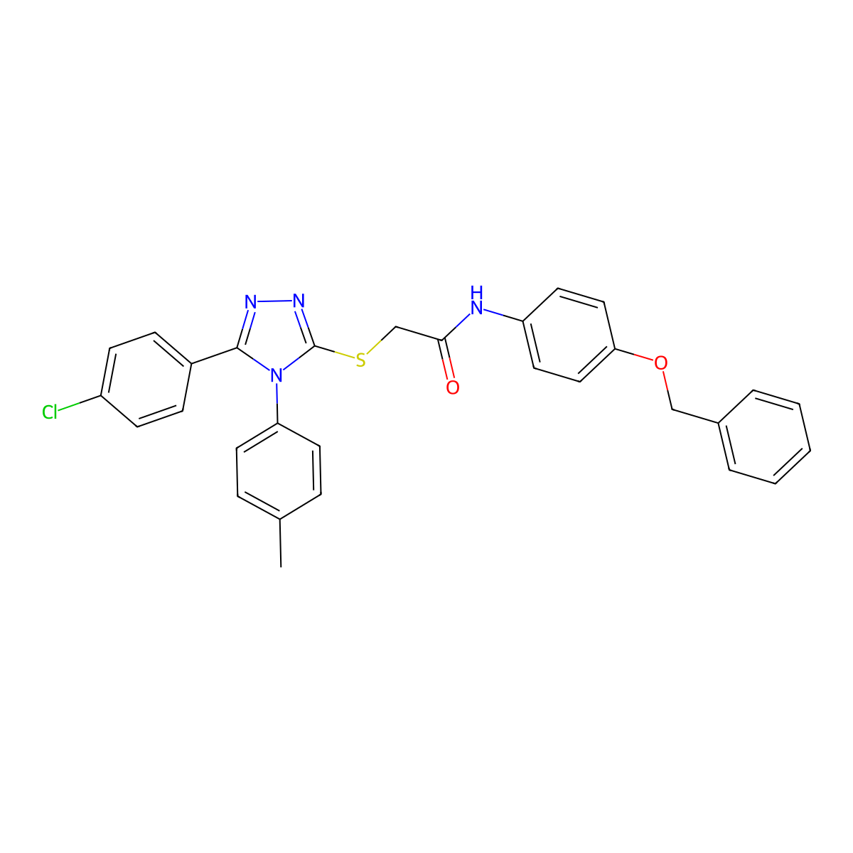 N-[4-(Benzyloxy)phenyl]-2-{[5-(4-chlorophenyl)-4-(4-methylphenyl)-4H-1,2,4-triazol-3-YL]sulfanyl}acetamide molecular structure, CAS 476485-74-2