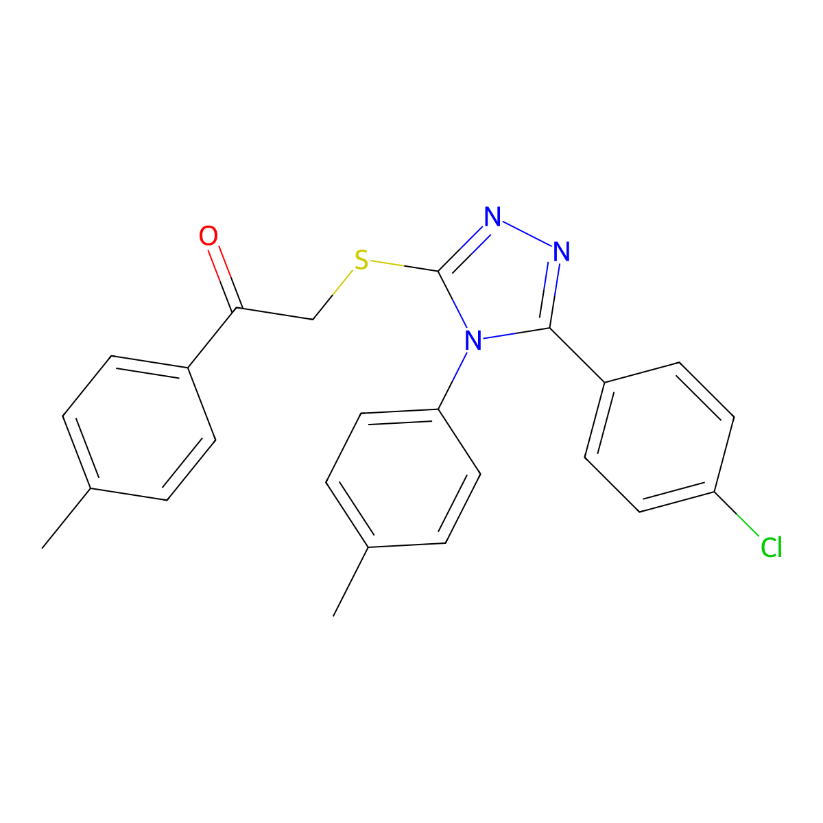 2-{[5-(4-Chlorophenyl)-4-(4-methylphenyl)-4H-1,2,4-triazol-3-YL]sulfanyl}-1-(4-methylphenyl)ethanone molecular structure, CAS 476485-84-4