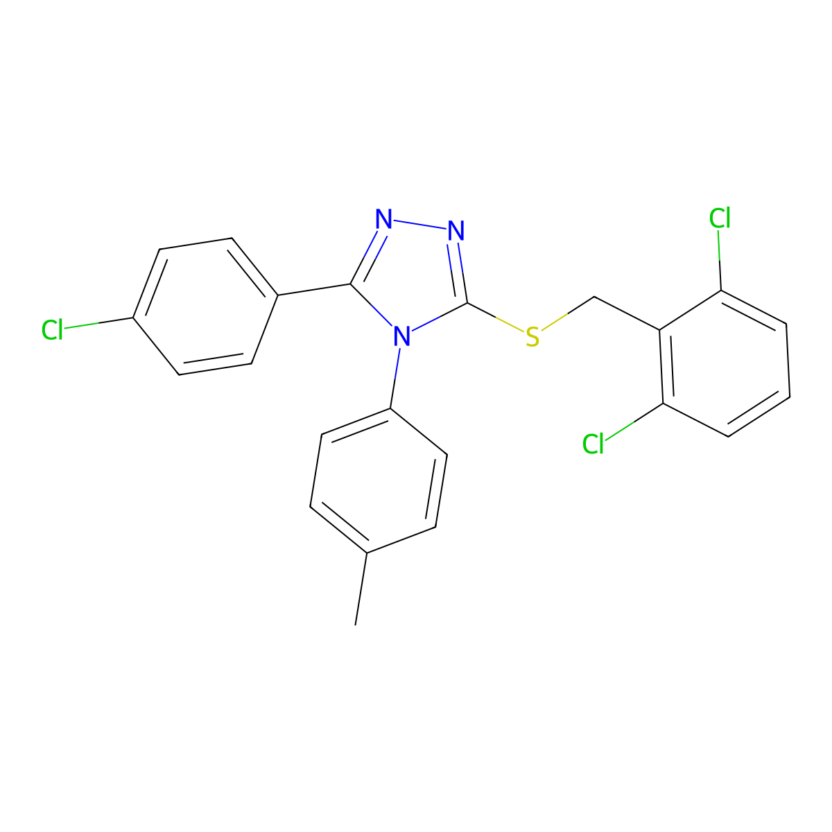 3-(4-CL-PH)-5-((2,6-Dichlorobenzyl)thio)-4-(4-methylphenyl)-4H-1,2,4-triazole molecular structure, CAS 476485-86-6