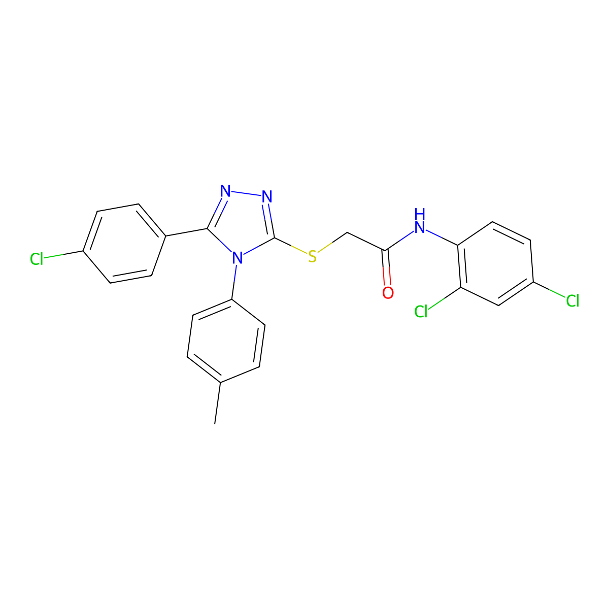 2-((5-(4-Chlorophenyl)-4-(4-methylphenyl)-4H-1,2,4-triazol-3-YL)sulfanyl)-N-(2,4-dichlorophenyl)acetamide molecular structure, CAS 476485-91-3
