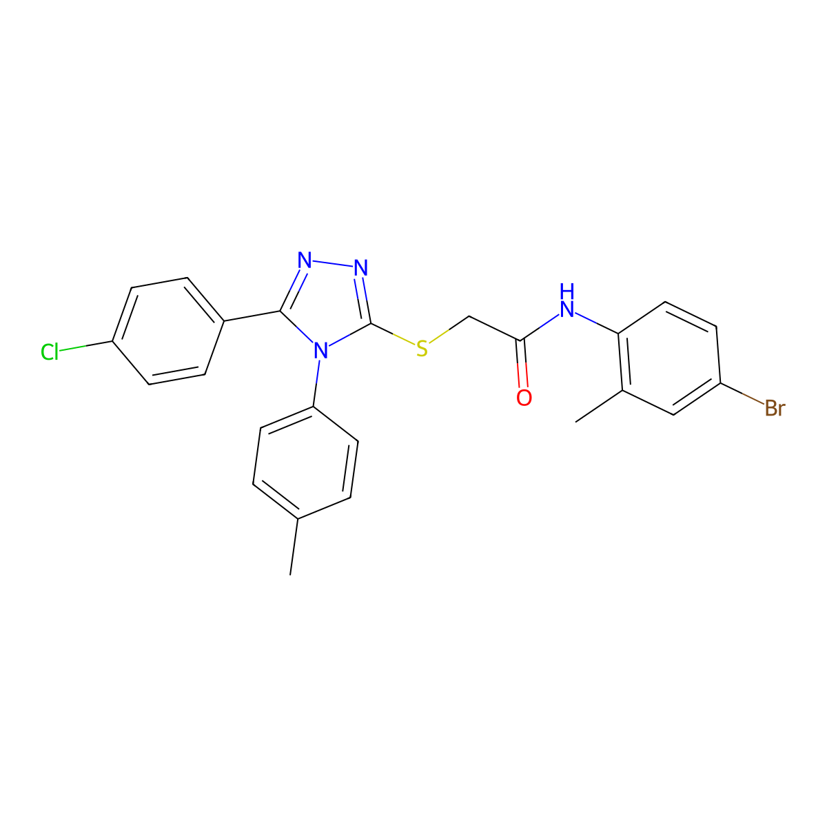 N-(4-Bromo-2-methylphenyl)-2-{[5-(4-chlorophenyl)-4-(4-methylphenyl)-4H-1,2,4-triazol-3-YL]sulfanyl}acetamide molecular structure, CAS 476485-93-5
