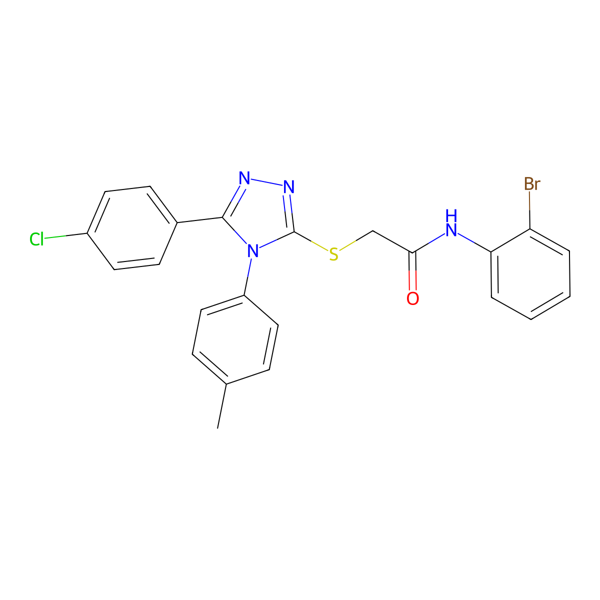 N-(2-Bromophenyl)-2-{[5-(4-chlorophenyl)-4-(4-methylphenyl)-4H-1,2,4-triazol-3-YL]sulfanyl}acetamide molecular structure, CAS 476485-99-1