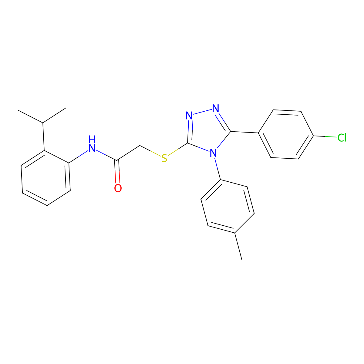 2-((5-(4-Chlorophenyl)-4-(4-methylphenyl)-4H-1,2,4-triazol-3-YL)sulfanyl)-N-(2-isopropylphenyl)acetamide molecular structure, CAS 476486-03-0