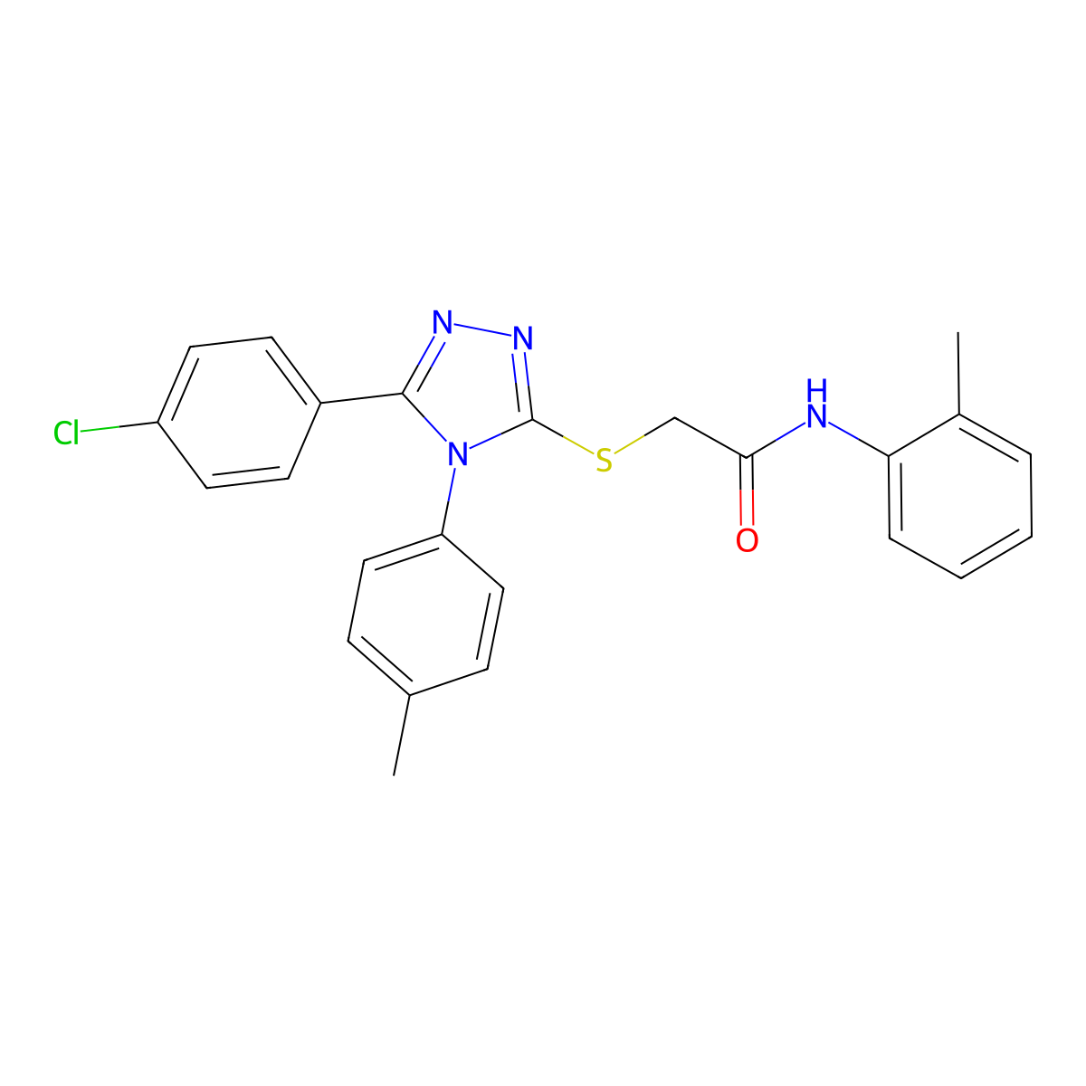 2-((5-(4-Chlorophenyl)-4-(4-methylphenyl)-4H-1,2,4-triazol-3-YL)sulfanyl)-N-(2-methylphenyl)acetamide molecular structure, CAS 476486-04-1
