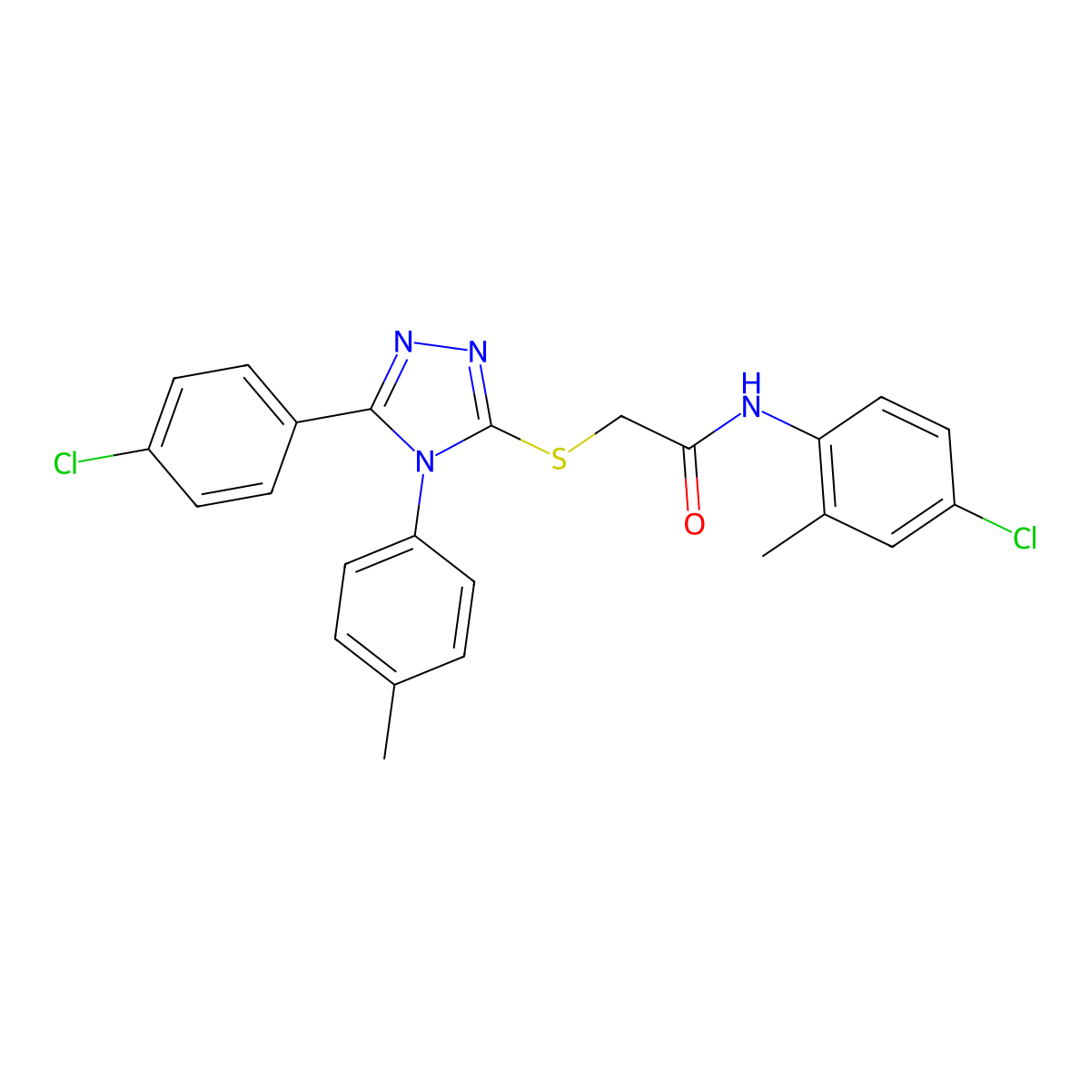 N-(4-Chloro-2-methylphenyl)-2-{[5-(4-chlorophenyl)-4-(4-methylphenyl)-4H-1,2,4-triazol-3-YL]sulfanyl}acetamide molecular structure, CAS 476486-05-2