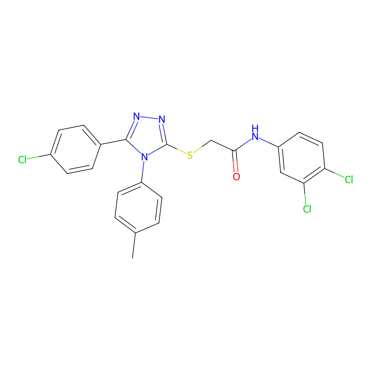 2-{[5-(4-Chlorophenyl)-4-(4-methylphenyl)-4H-1,2,4-triazol-3-YL]sulfanyl}-N-(3,4-dichlorophenyl)acetamide molecular structure, CAS 476486-06-3