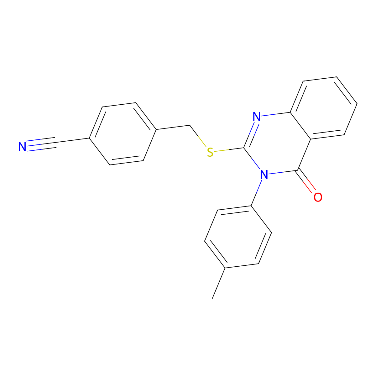 4-[[3-(4-Methylphenyl)-4-oxoquinazolin-2-yl]sulfanylmethyl]benzonitrile molecular structure, CAS 476486-12-1