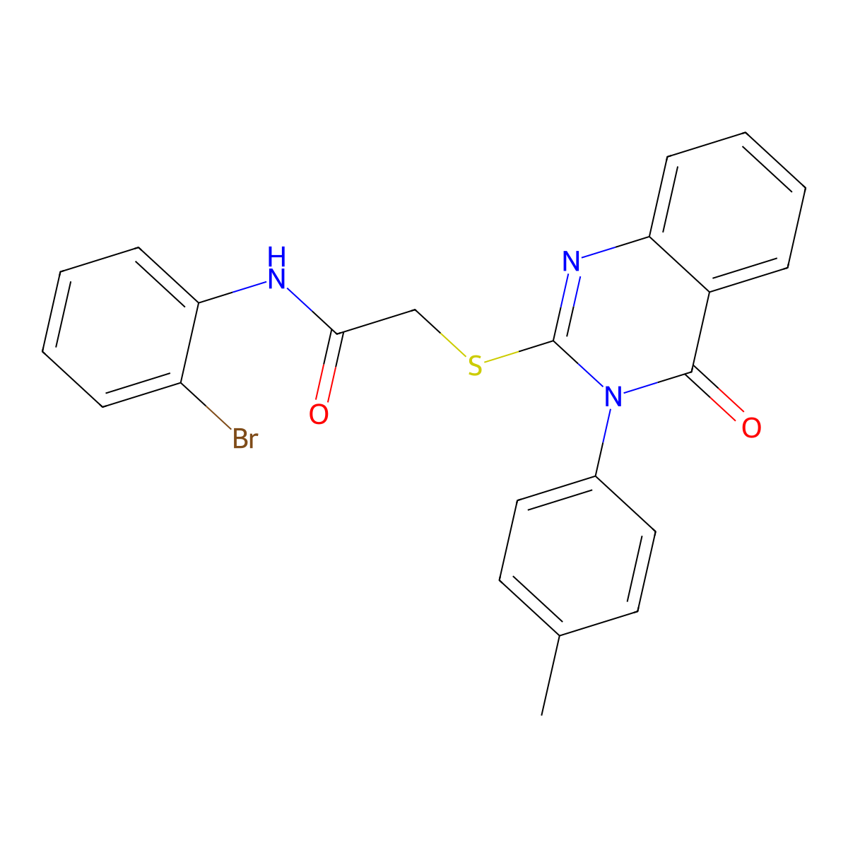 N-(2-BR-Phenyl)-2-((3-(4-ME-PH)-4-oxo-3,4-dihydro-2-quinazolinyl)thio)acetamide molecular structure, CAS 476486-17-6