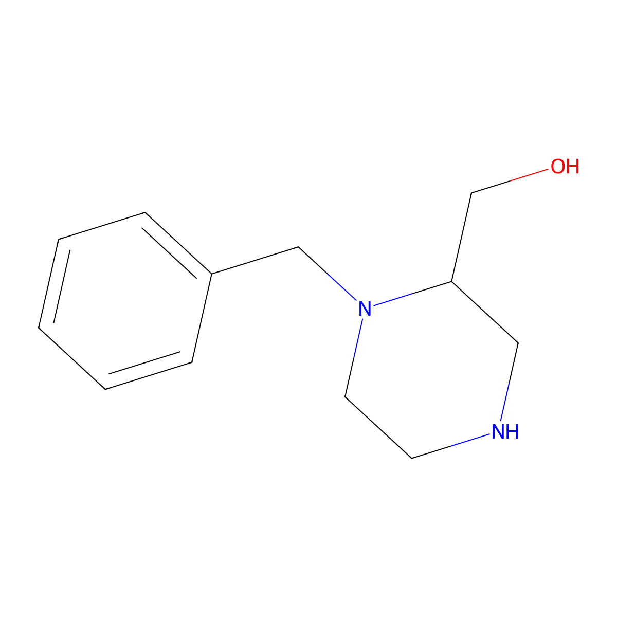 (1-Benzylpiperazin-2-yl)methanol molecular structure, CAS 476493-27-3