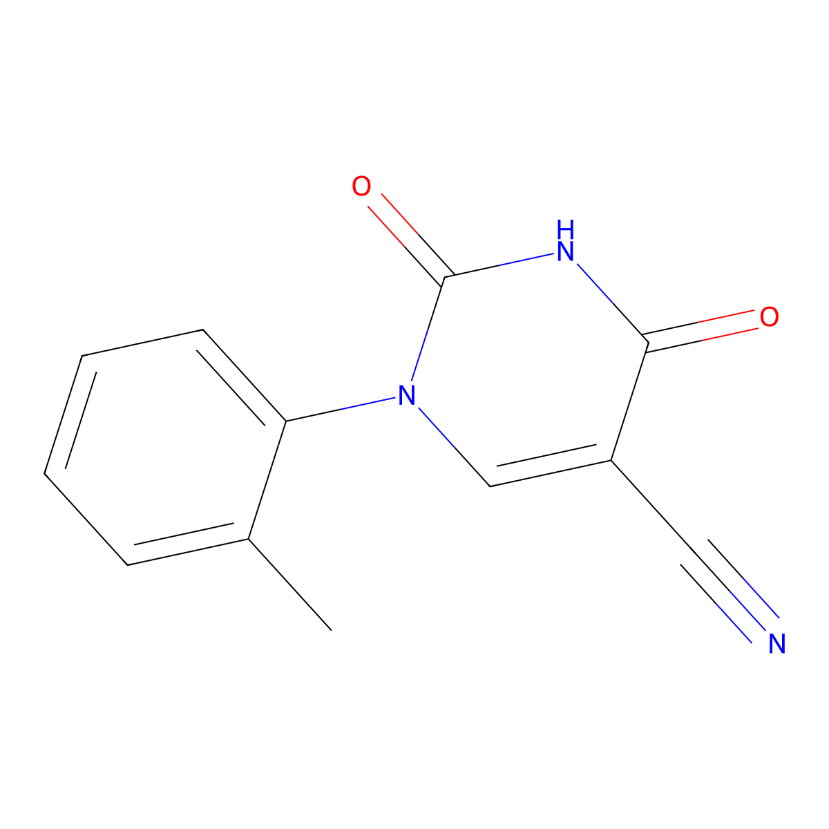 1-(2-Methylphenyl)-2,4-dioxo-1,2,3,4-tetrahydropyrimidine-5-carbonitrile molecular structure, CAS 4765-36-0