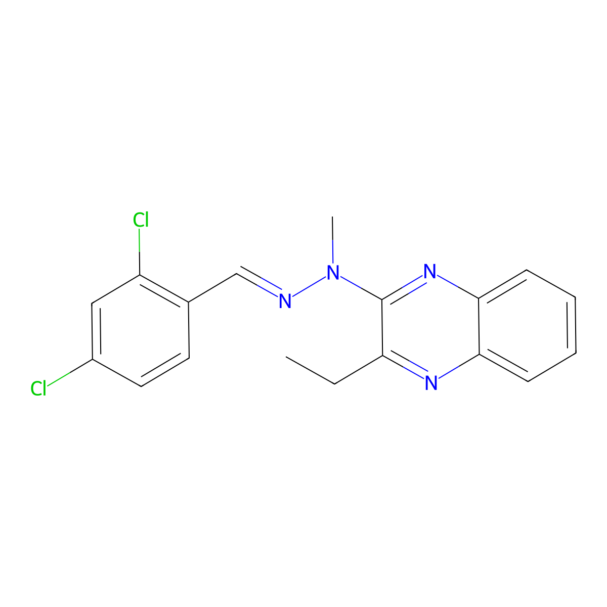 2,4-Dichlorobenzaldehyde 1-(3-ethylquinoxalin-2-yl)-1-methylhydrazone molecular structure, CAS 4765-97-3