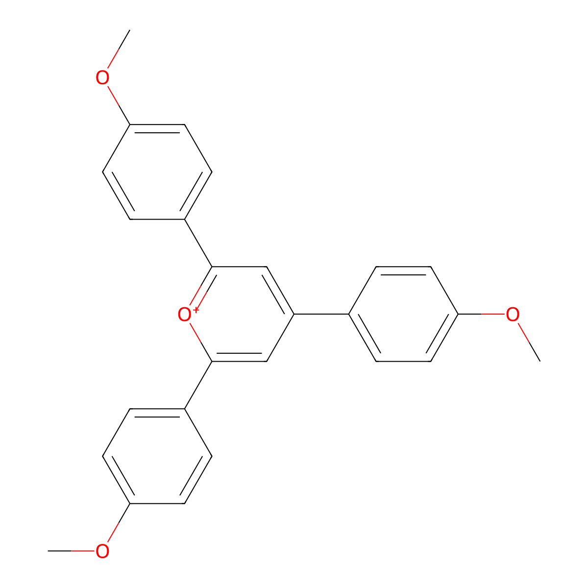 2,4,6-Tris(4-methoxyphenyl)pyrylium molecular structure, CAS 47659-08-5