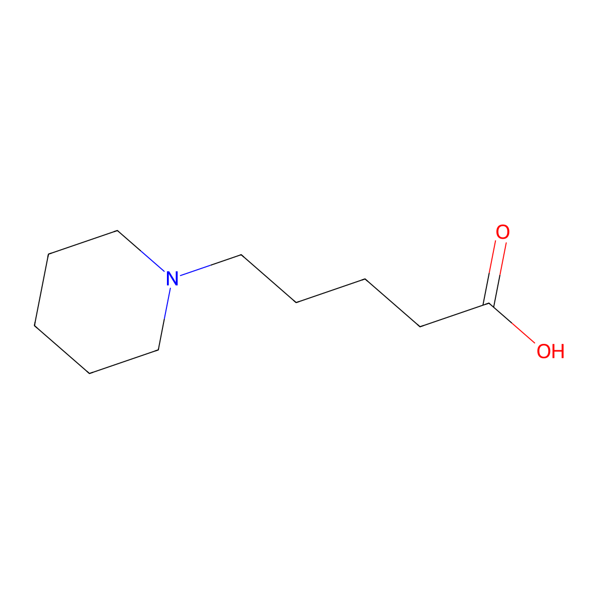 1-Piperidinepentanoic acid molecular structure, CAS 4766-55-6