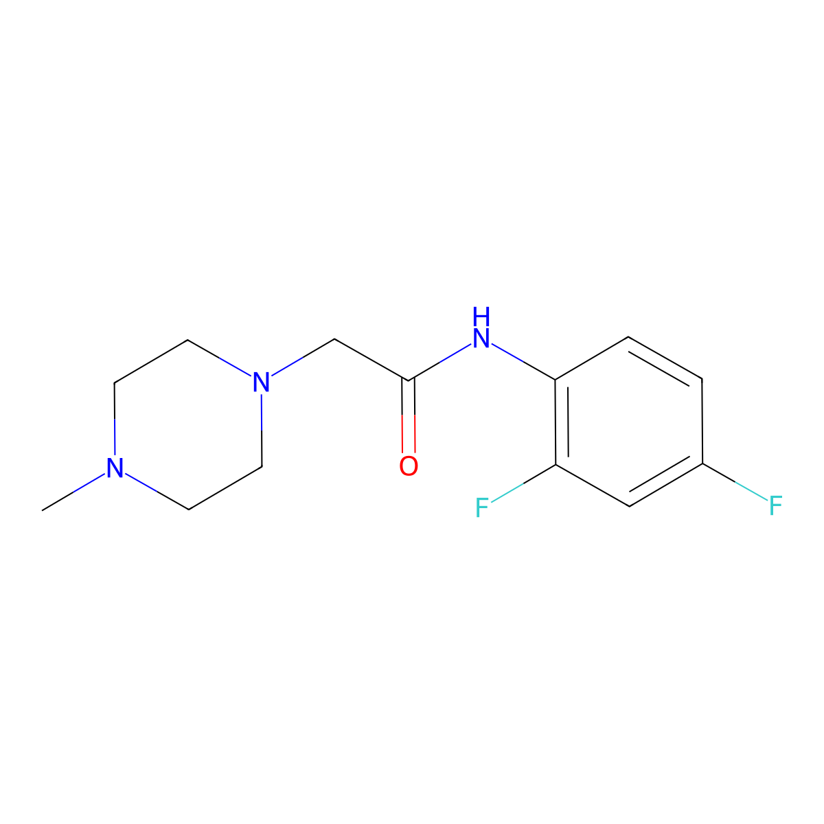 N-(2,4-difluorophenyl)-2-(4-methylpiperazin-1-yl)acetamide molecular structure, CAS 4766-93-2
