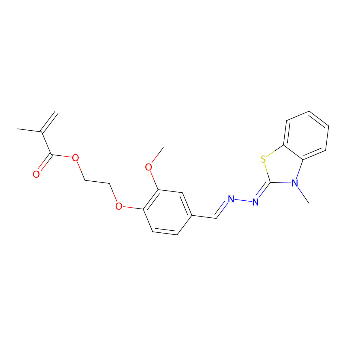 2-[2-methoxy-4-[[(3-methyl-3H-benzothiazol-2-ylidene)hydrazono]methyl]phenoxy]ethyl methacrylate molecular structure, CAS 47660-35-5