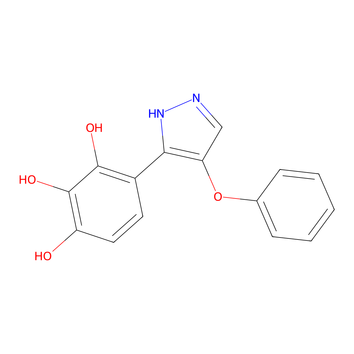 4-(4-phenoxy-1H-pyrazol-3-yl)benzene-1,2,3-triol molecular structure, CAS 476608-78-3